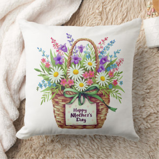 Almohada de lanzamiento de cesta floral del día de