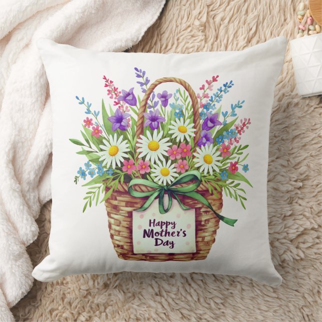 Almohada de lanzamiento de cesta floral del día de (Manta)
