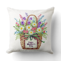 Almohada de lanzamiento de cesta floral del día de