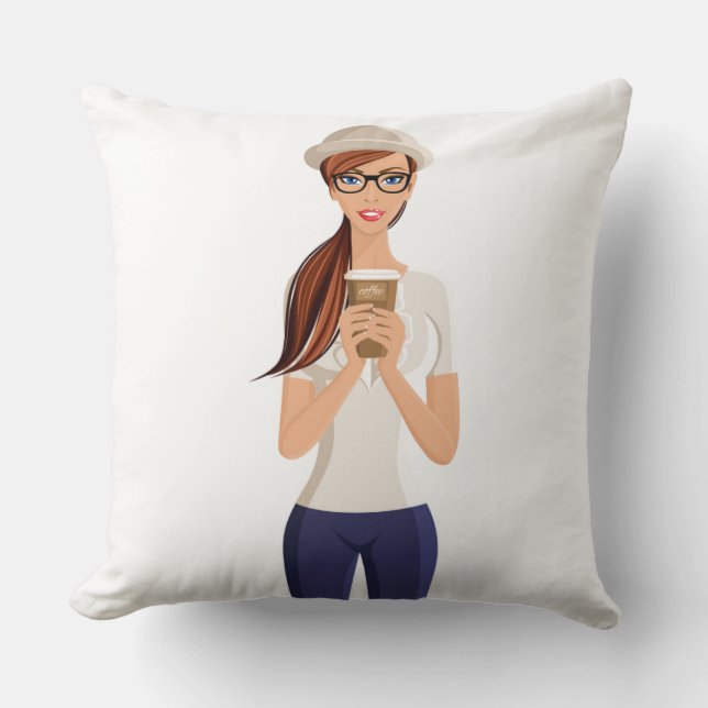 Almohada de lanzamiento de chica hipster (Anverso)