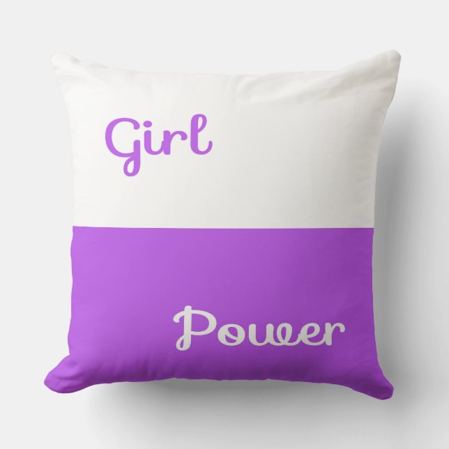 Almohada de lanzamiento de chica poder morado blan (Anverso)
