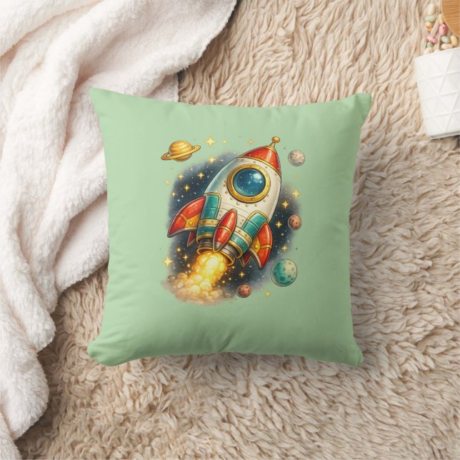 Almohada de lanzamiento de cohete espacial retro v (Manta)