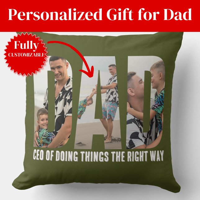 Almohada de lanzamiento de collage de fotos de pap (Funny Sarcasm Dad Photo Collage Throw Pillow
)