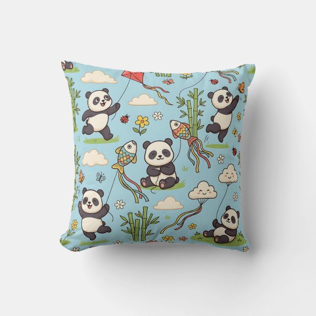Almohada de lanzamiento de cometa de panda (Anverso)
