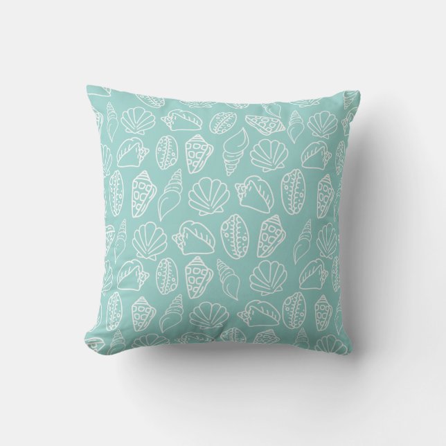 Almohada de lanzamiento de conchas marinas dibujad (Anverso)