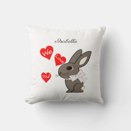 Almohada de lanzamiento de conejo "Te amamos"