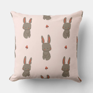 Almohada de lanzamiento de conejo y hongo de bosqu