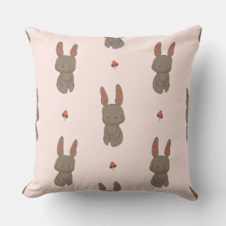 Almohada de lanzamiento de conejo y hongo de bosqu
