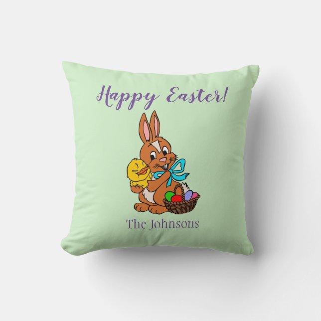 Almohada de lanzamiento de conejo y pollito de Pas (Anverso)