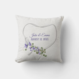 Almohada de lanzamiento de corazón con cinta blanc