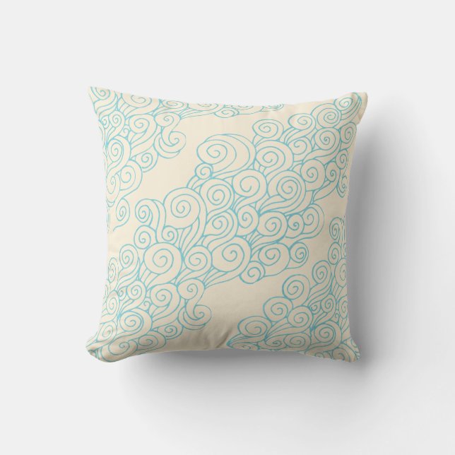 almohada de lanzamiento de crema azul turbia (Anverso)