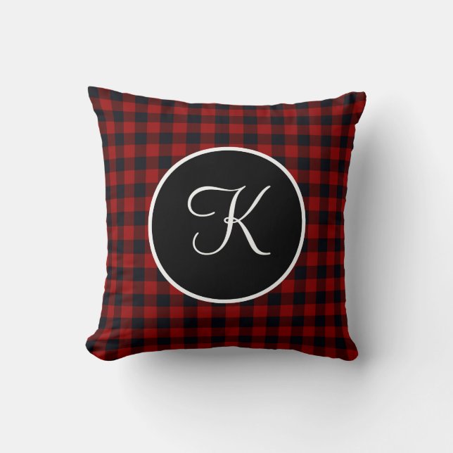 Almohada de lanzamiento de cuadros de Buffalo roja (Anverso)