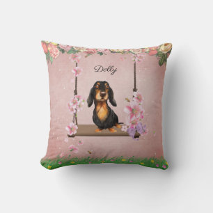 Almohada de lanzamiento de dachshund de pelo largo