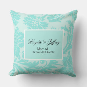 almohada de lanzamiento de damasco verde azulado