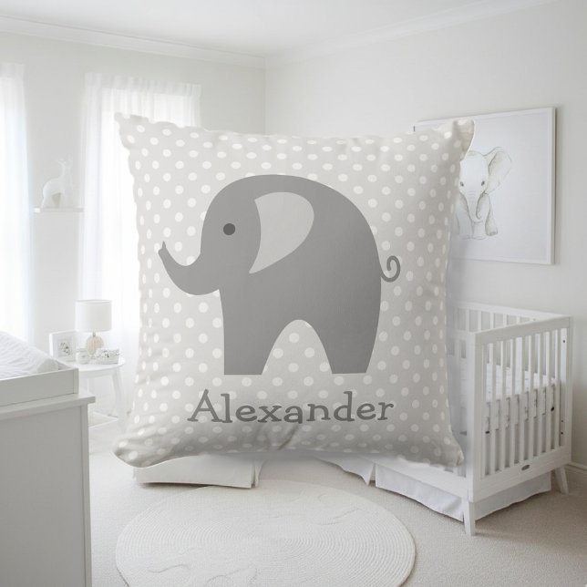 almohada de lanzamiento de elefante gris personali (baby room pillow with elephant design)