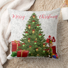 Almohada de lanzamiento de Elfo de Navidad junto a
