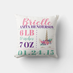 Almohada de lanzamiento de estadísticas de nacimie