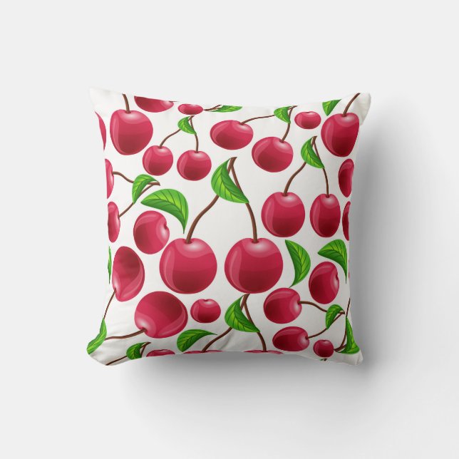 Almohada de lanzamiento de estampado de cerezas ro (Anverso)