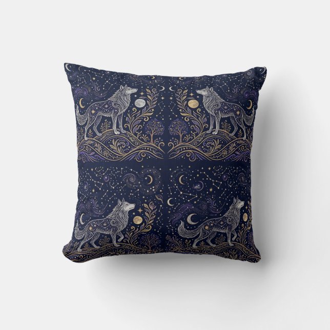 Almohada de lanzamiento de estrellas de lobo celes (Anverso)