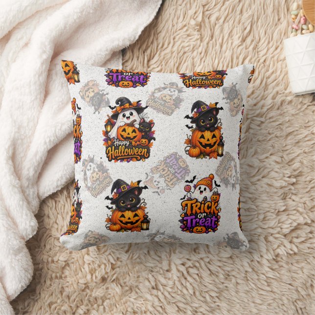 Almohada de lanzamiento de fantasma de truco o tra (Manta)