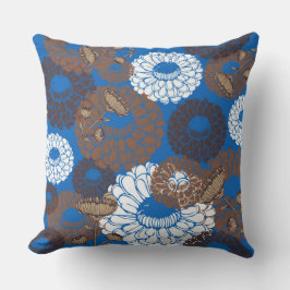Almohada de lanzamiento de flor de Brown azul ciel