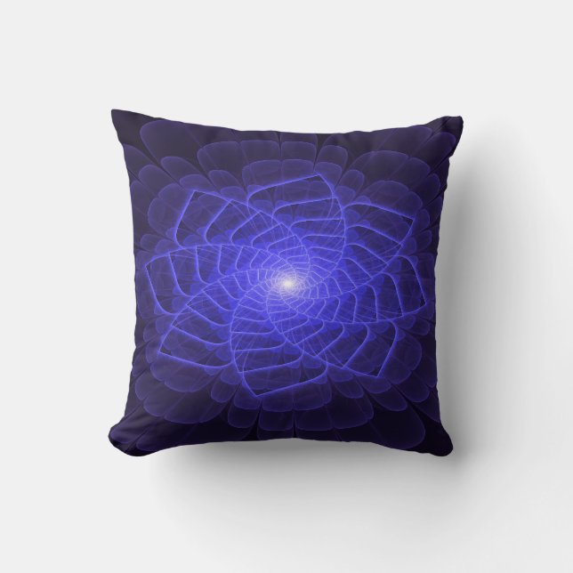 Almohada de lanzamiento de flor fractal BlueLotus (Anverso)