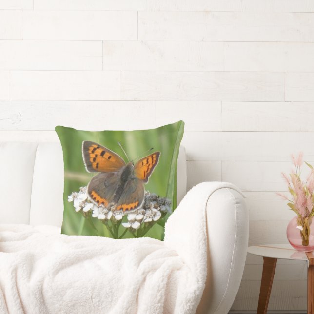 Almohada de lanzamiento de flores blancas de cobre (Sofá)