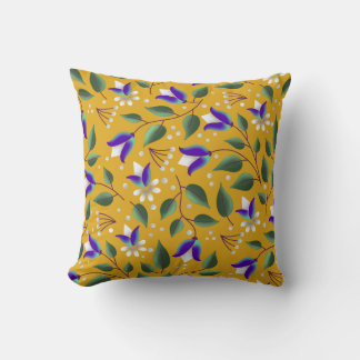 almohada de lanzamiento de flores en amarillo y pú