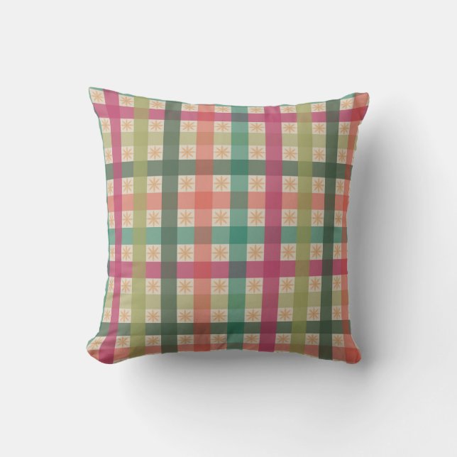 Almohada de lanzamiento de flores geométricas y de (Anverso)