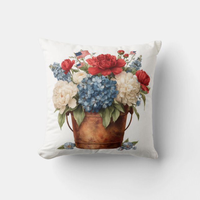 Almohada de lanzamiento de flores patrióticas (Anverso)