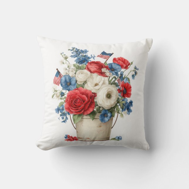Almohada de lanzamiento de flores patrióticas (Anverso)