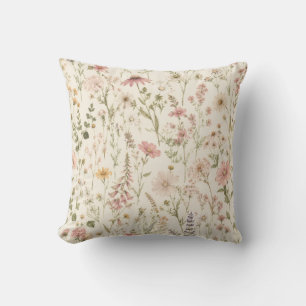 Almohada de lanzamiento de flores silvestres boho 