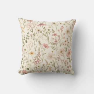 Almohada de lanzamiento de flores silvestres boho 