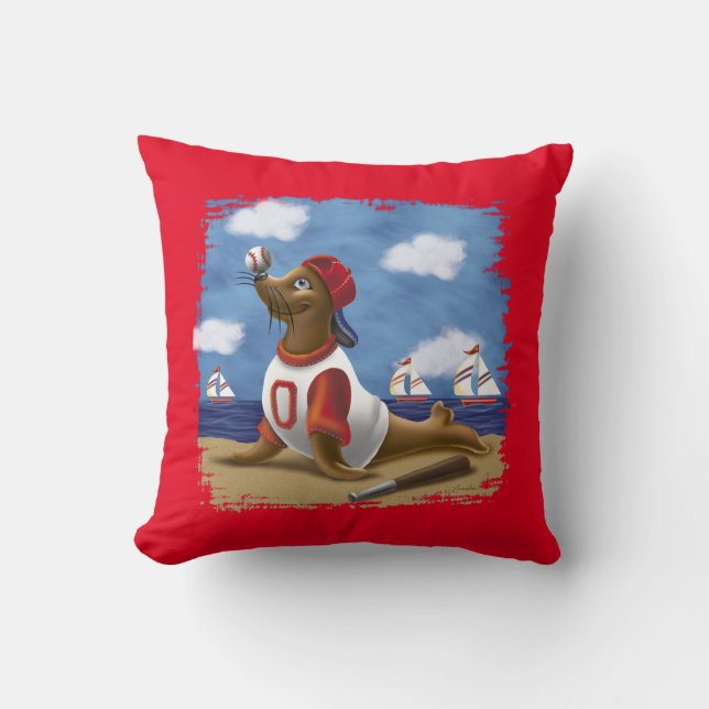 Almohada de lanzamiento de foca de béisbol juguetó (Anverso)