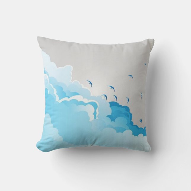Almohada de lanzamiento de forro de nube azul plat (Anverso)