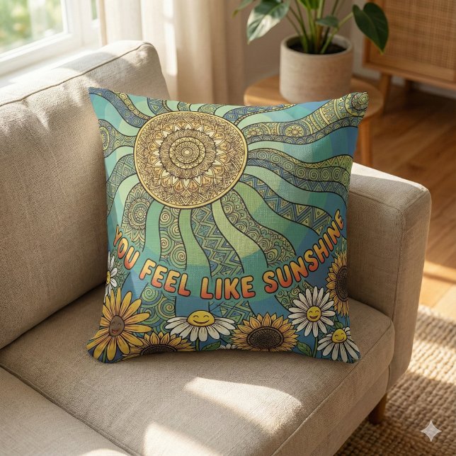 Almohada de lanzamiento de foto de sensación de so (Empower someone special with this, "You feel like sunshine" photo pillow! )