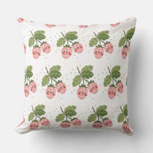 Almohada de lanzamiento de frambuesa rosa Kawaii