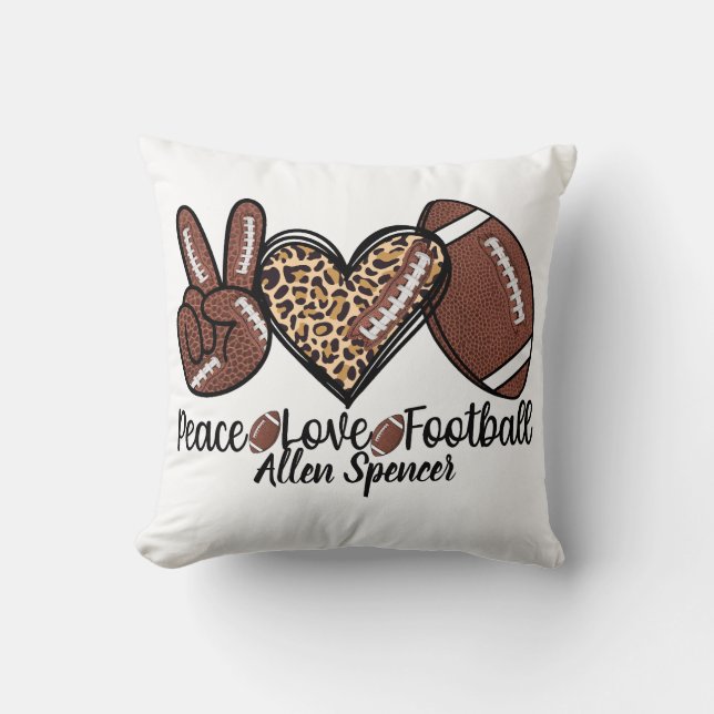 Almohada de lanzamiento de fútbol, paz, amor (Anverso)