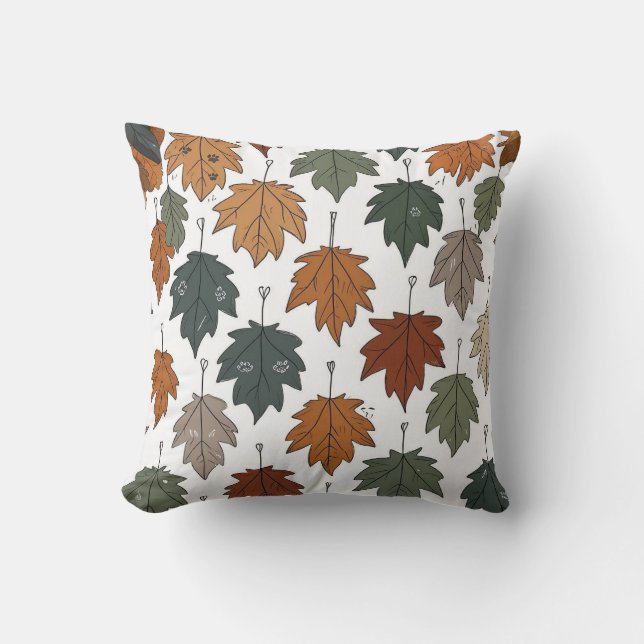 Almohada de lanzamiento de garabato de hoja de oto (Anverso)