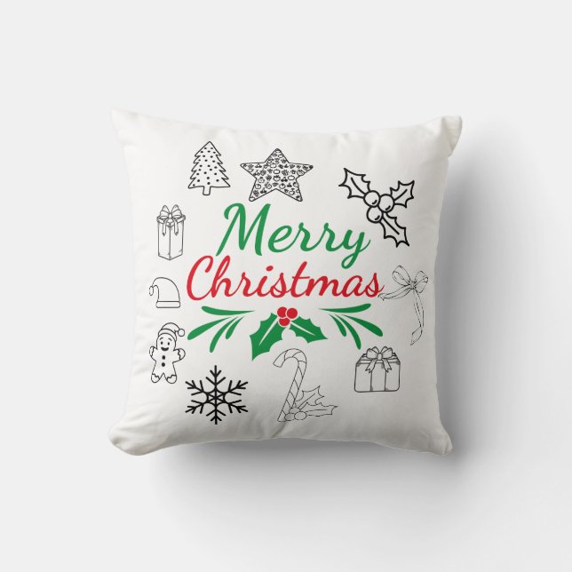 Almohada de lanzamiento de garabatos navideños lin (Anverso)