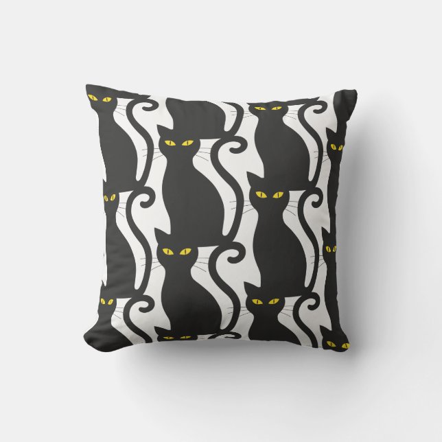 Almohada de lanzamiento de gato negro (Anverso)