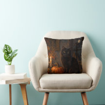 Almohada de lanzamiento de gato negro gótico de Ha