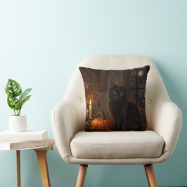 Almohada de lanzamiento de gato negro gótico de Ha