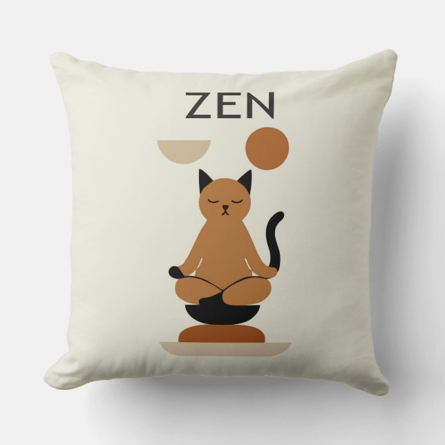 Almohada de lanzamiento de gato Zen – Minimalista  (Anverso)