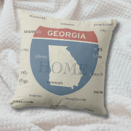 Almohada de lanzamiento de Georgia con ciudades – 