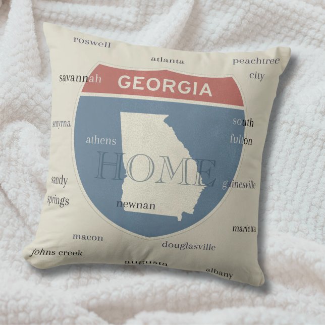 Almohada de lanzamiento de Georgia con ciudades –  (This throw pillow is a great addition to any room in your Georgia home!)
