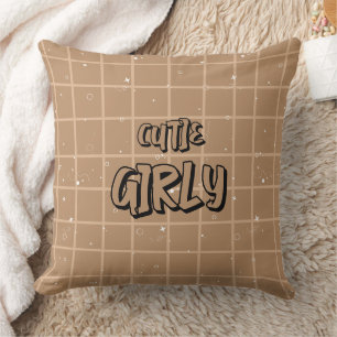 Almohada de lanzamiento de gingham marrón para niñ