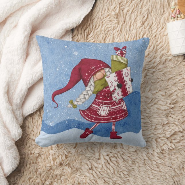 Almohada de lanzamiento de Gnome de Navidad con re (Manta)