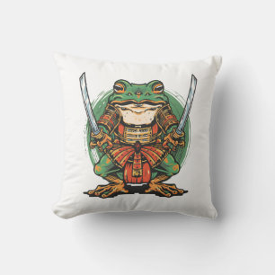 Almohada de lanzamiento de guerrero rana samurái