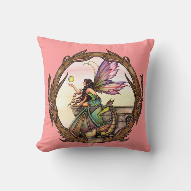 Almohada de lanzamiento de hada y dragón de Orbes  (Anverso)